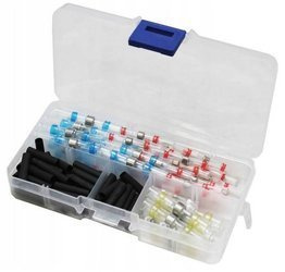 Zestaw 50szt szybkozłączek z cyną + 50szt rurek termokurczliwych