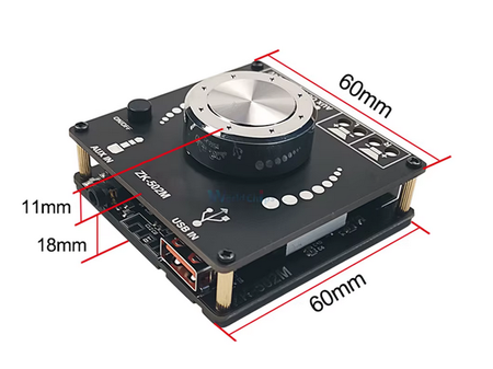 Wzmacniacz audio 2x50W, bluetooth 5.0, USB ZK-502M