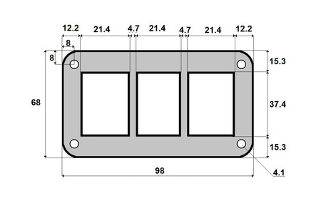 Ramka aluminiowa CARLING 98x68mm na 3 przełączniki
