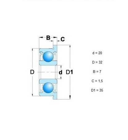 Łożysko kulkowe z kołnierzem flannszą F6804ZZ 20mm