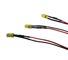 Dioda LED 5mm 12V DC żółta matowa przewód 20cm