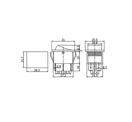 Przełącznik kołyskowy chwilowy KCD6 15A 250V podwójny (ON)-OFF czerwony 6PIN