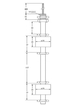 Magnetyczny czujnik poziomu wody CMW260 podwójny, metalowy
