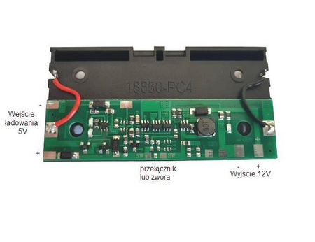Przetwornica napięcia 2x ogniwo 18650 3.7V na 12V