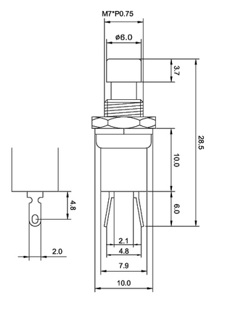 Przełącznik monostabilny 1A 250V PBS-10Bblu Blue