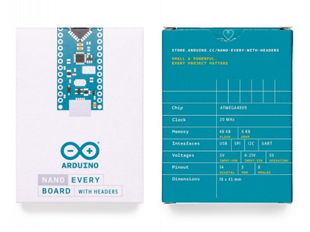 Arduino Nano Every Board ze złączami ABX00033