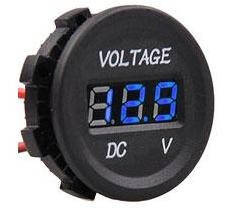 Woltomierz LED 12V-24V niebieski okrągły