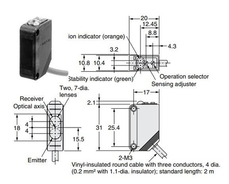 Czujnik fotoelektryczny PNP E3Z-D82
