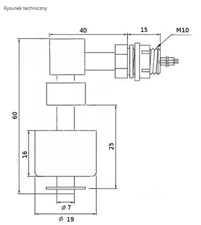 Magnetyczny czujnik poziomu wody CMW60 kątowy