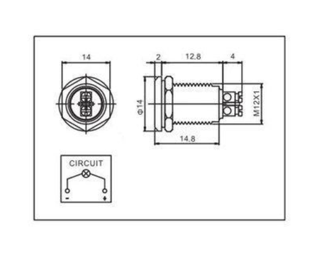 Kontrolka LED 14mm 230V metalowa biała