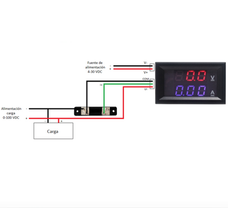 Panelowy woltomierz 100V amperomierz 50A LED 0.28