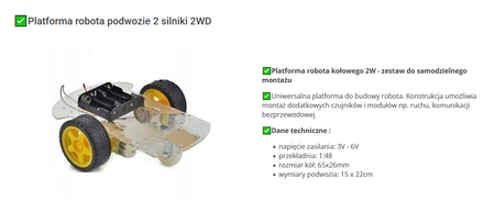 Platforma robota podwozie 2 silniki 2WD