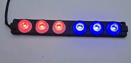 Lampa LED migająca 12V czerwono-niebieska 6 LED 20x142mm