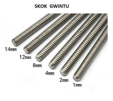 Śruba trapezowa TR8x2-1000mm do drukarki 3D CNC + nakrętka