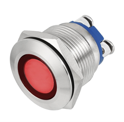 Kontrolka LED 18mm 12V metalowa czerwona
