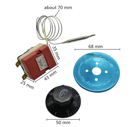 Termostat z kapilarą 50°C~300°C 16A/250V sonda12cm