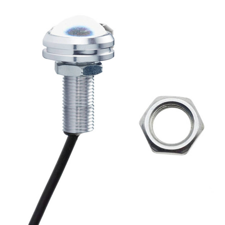 Żarówka LED 12V 1W 22mm biała zimna srebrna obudowa