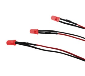 Dioda LED 5mm 12V DC czerwona matowa przewód 20cm