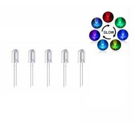 Dioda LED 5mm RGB clear wolna zmiana kolorów 2 piny  5szt.