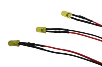 Dioda LED 5mm 12V DC żółta matowa z przewodem 20cm