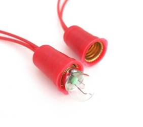 Gniazdo oprawka żarówki wkręcanej  E10 z przewodem 12cm czerwona