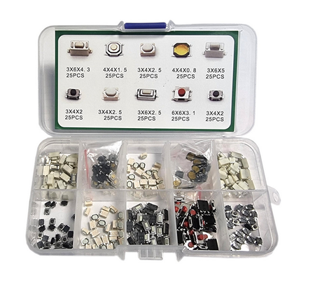 Zestaw przycisków tact switch SMD 250szt