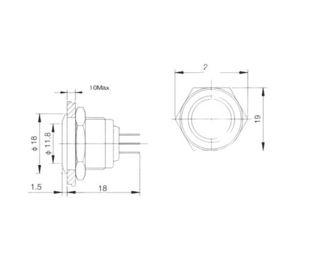 Przycisk wandaloodporny PBW-16BK monostabilny 2A 250V klawisz płaski