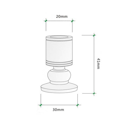 Lampka LED 12V biała 1W 20mm przegubowa