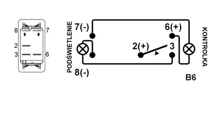 Przełącznik typu CARLING 12-24V chwilowy OFF-(ON) podświetlenie niebieskie