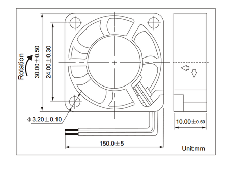 Wentylator 12V 30x30x10 ślizg 3 przewody