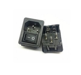 Gniazdo AC IEC męskie do obudowy na zatrzask z wyłącznikiem