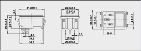 Gniazdo AC IEC męskie do obudowy na zatrzask z wyłącznikiem