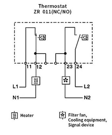 Termostat regulowany podwójny NO/NC 0-60°C