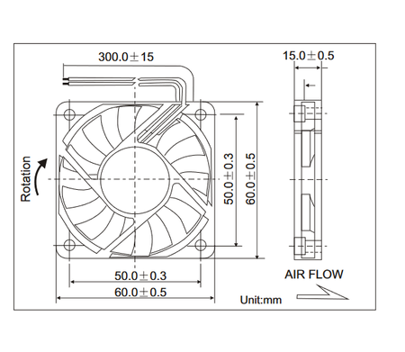 Wentylator 12V 60x60x15 ślizg 3 przewody