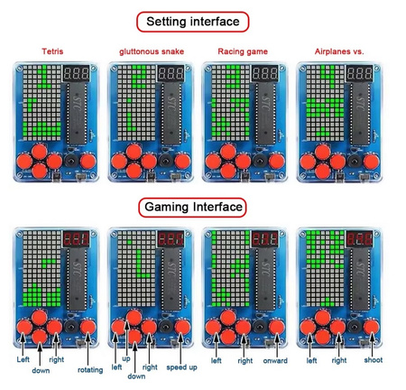 GRA elektroniczna TETRIS LED DIY KIT nauka lutowania