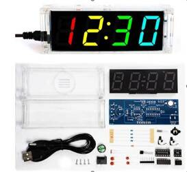 Zegar biurkowy LED z termometrem 5V DIY RGB