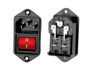 Gniazdo AC IEC męskie dwuobwodowe do obudowy z wył