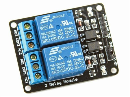 Moduł 2-kanałowy przekaźnik 5V 10A stan niski