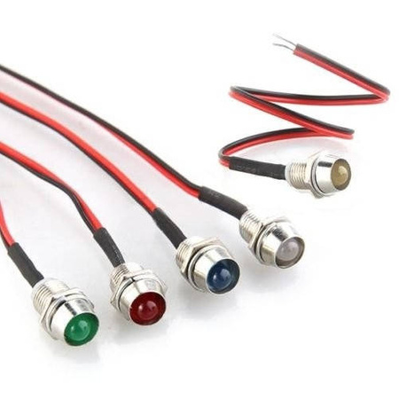 Kontrolka LED 5mm 12V DC ZIELONA CLEAR metalowa wklęsła