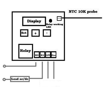 Cyfrowy termostat W1209 regulowany 12V -50C +110C