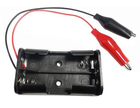 Koszyk na 2 baterie AA 1.5V z krokodylkami