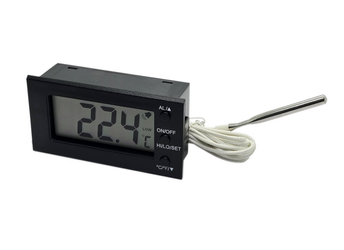 Panelowy termometr LCD od -50°C do 300°C czarny z alarmem o przekroczonej temperaturze