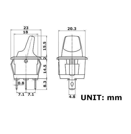 Przełącznik hebel BLUE ON-OFF 6A/250V podśw. 230V