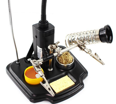 Zestaw trzecia ręka uchwyt do PCB+lupa