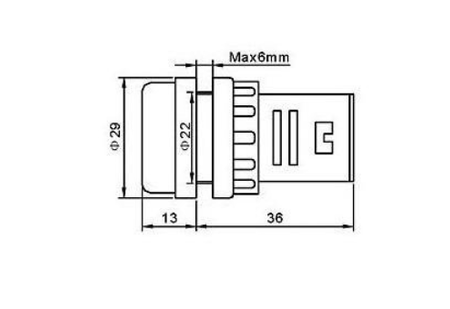 Woltomierz LED 28mm 50-500VAC Zielony