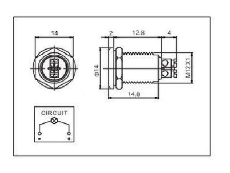 Metalowa kontrolka LED 14mm 230V ŻÓŁTA
