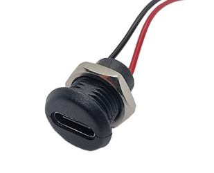 Gniazdo USB-C 2 przewody do obudowy czarne