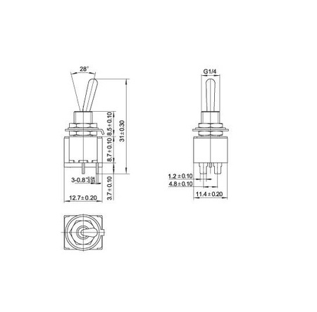 Przełącznik kołyskowy Switch ON / ON SPDT 6A 6pins