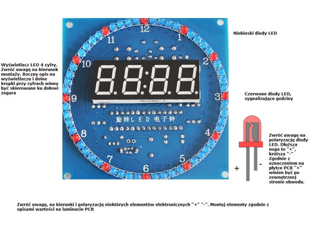 Elektroniczny Zegar  LED  DS1302  DIY DATA ALARM TERMOMETR OBUDOWA