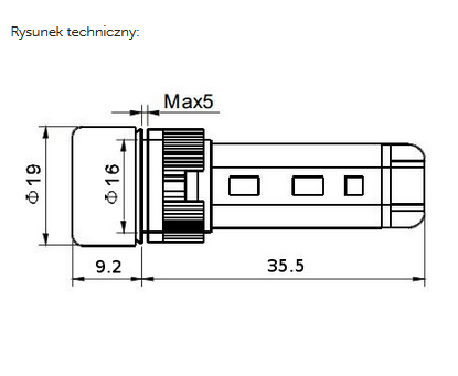 Kontrolka LED 19mm 24V AC/DC żółta